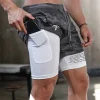 Men's Casual Athletic Compression Quick Dry Shorts Workout Running Double Layer Pants by Inlyline