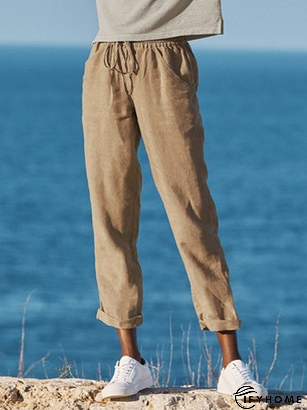 Solid Casual Loosen Cotton Blends Pants | IFYHOME