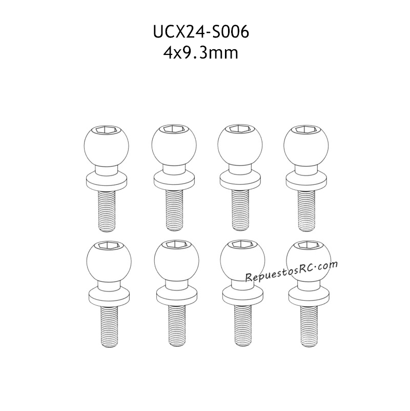 UDIRC UCX2405 Accesorios 4x9.3mm Tornillo de Bola Hueca UCX24-S006
