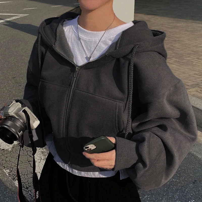 Uveng Hoodie Autumn Loose Long Sleeve Zipper Sweaters