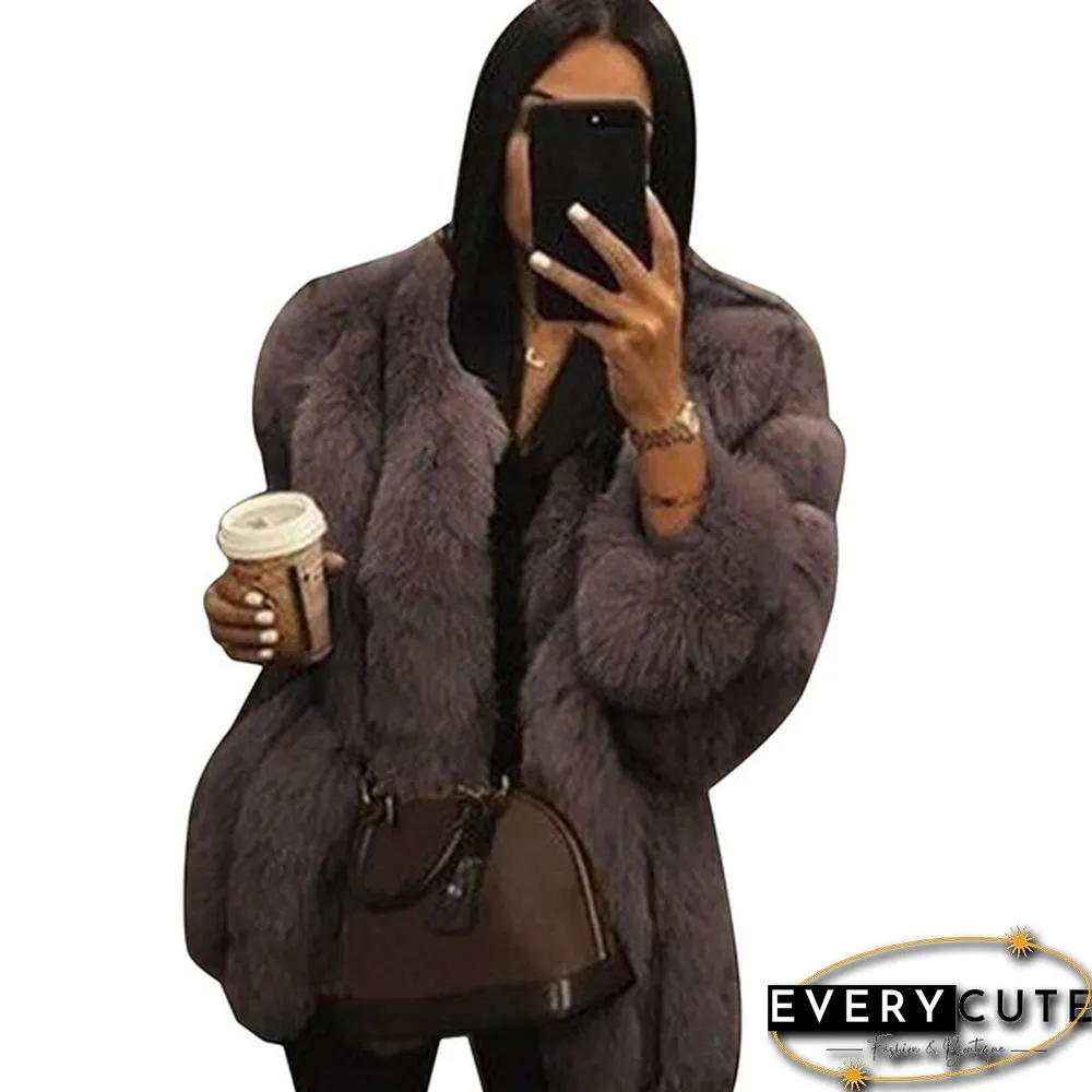 Womens Fall Winter Luxury Faux Fur Coat Elegant Furry Thick Warm Jacket Party Cardigan