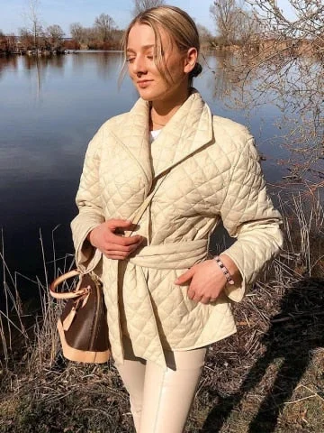pornhint Pornhint Simplee Warm short cotton padded parkas womens 2023 New belted autumn winter coats female Long sleeves elegant lapel overcoat