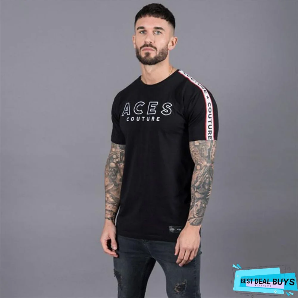 Men T-shirt Striped T-shirt Mens Clothing Trend Slim Fit Short Sleeve Casual Mens Top Tee Shirt