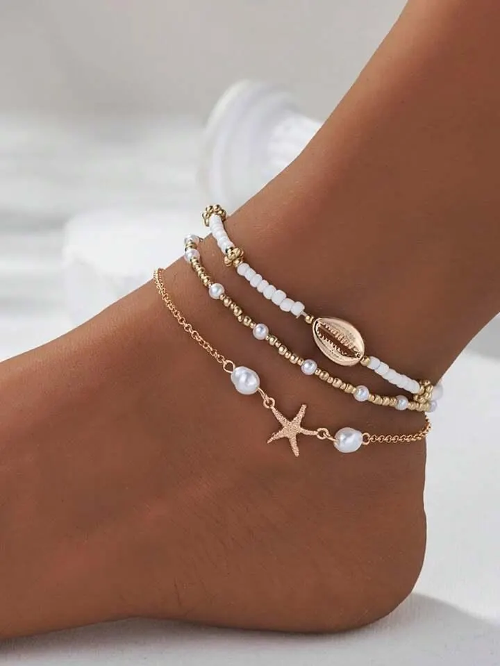 Chic Style 3pcs Anklet