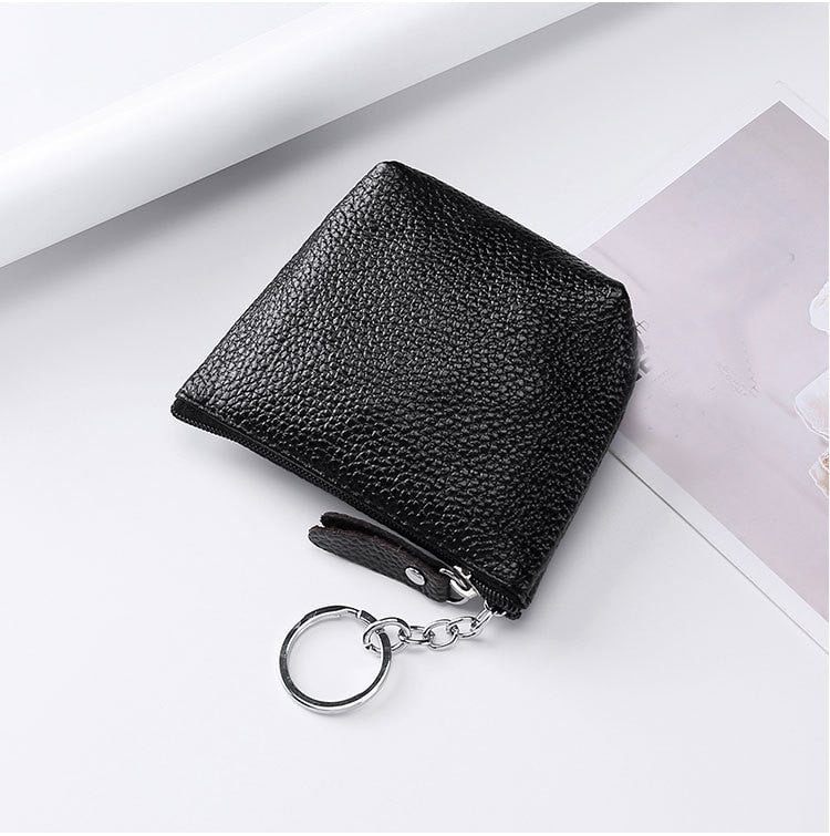 Portable Genuine Leather Coin Purse Vintage Key Card Coin Earphone Holder Pouch for Women Men Mini Wallet