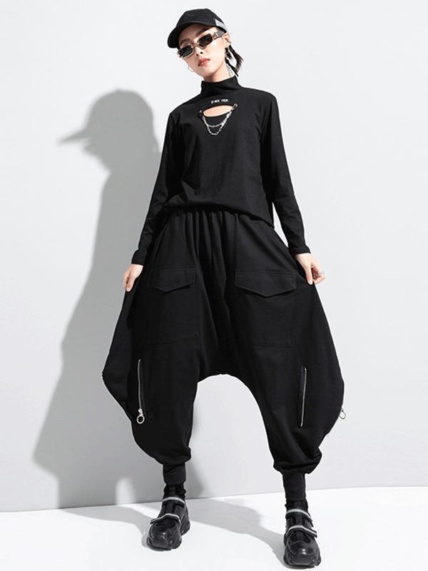 Zipper Original Simple Loose Solid Harem Pants