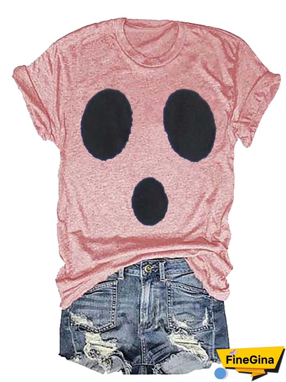 Women's Ghost Print Casual T-Shirt