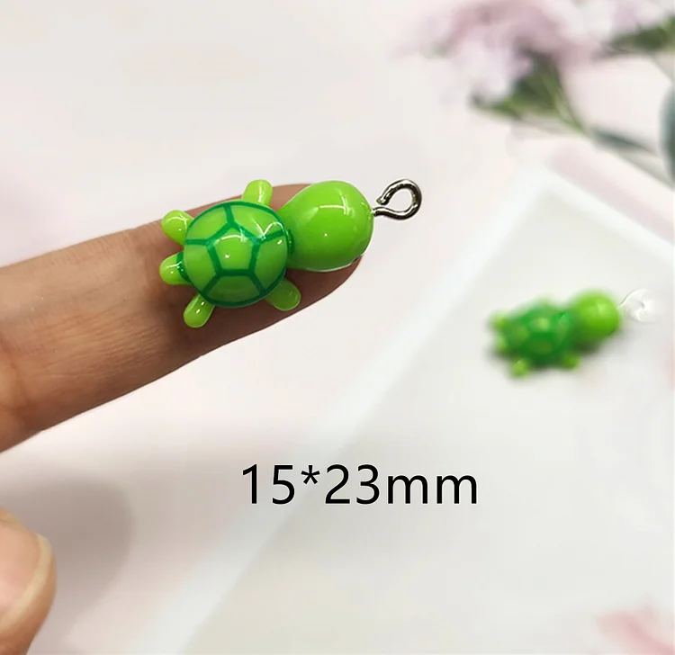 10Pcs Cartoon Turtle Resin Charms Kawaii Simulated Animal Charm Pendants For Handmade Earring Necklace Bracelet Key chain Jewelry