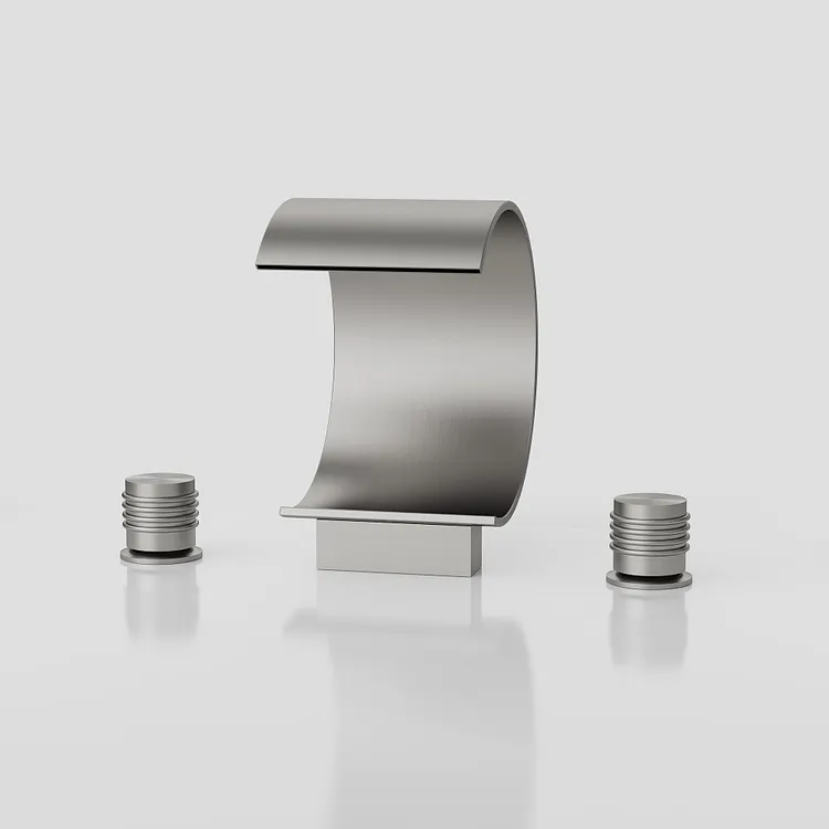 EVERSTEIN Waterfall Curved Bathroom Sink Faucet in Brushed Nickel