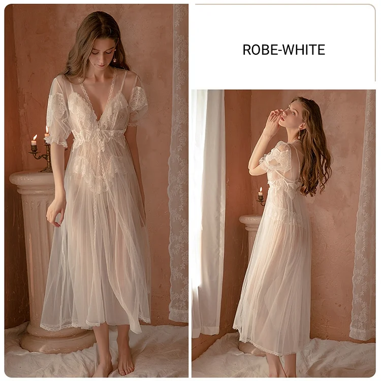 Mesh Court Style Long Pajamas Set