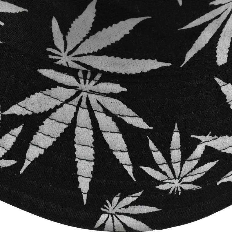 Unisex Minimalist Maple Leaf Printing Wide Eaves Bucket Hat