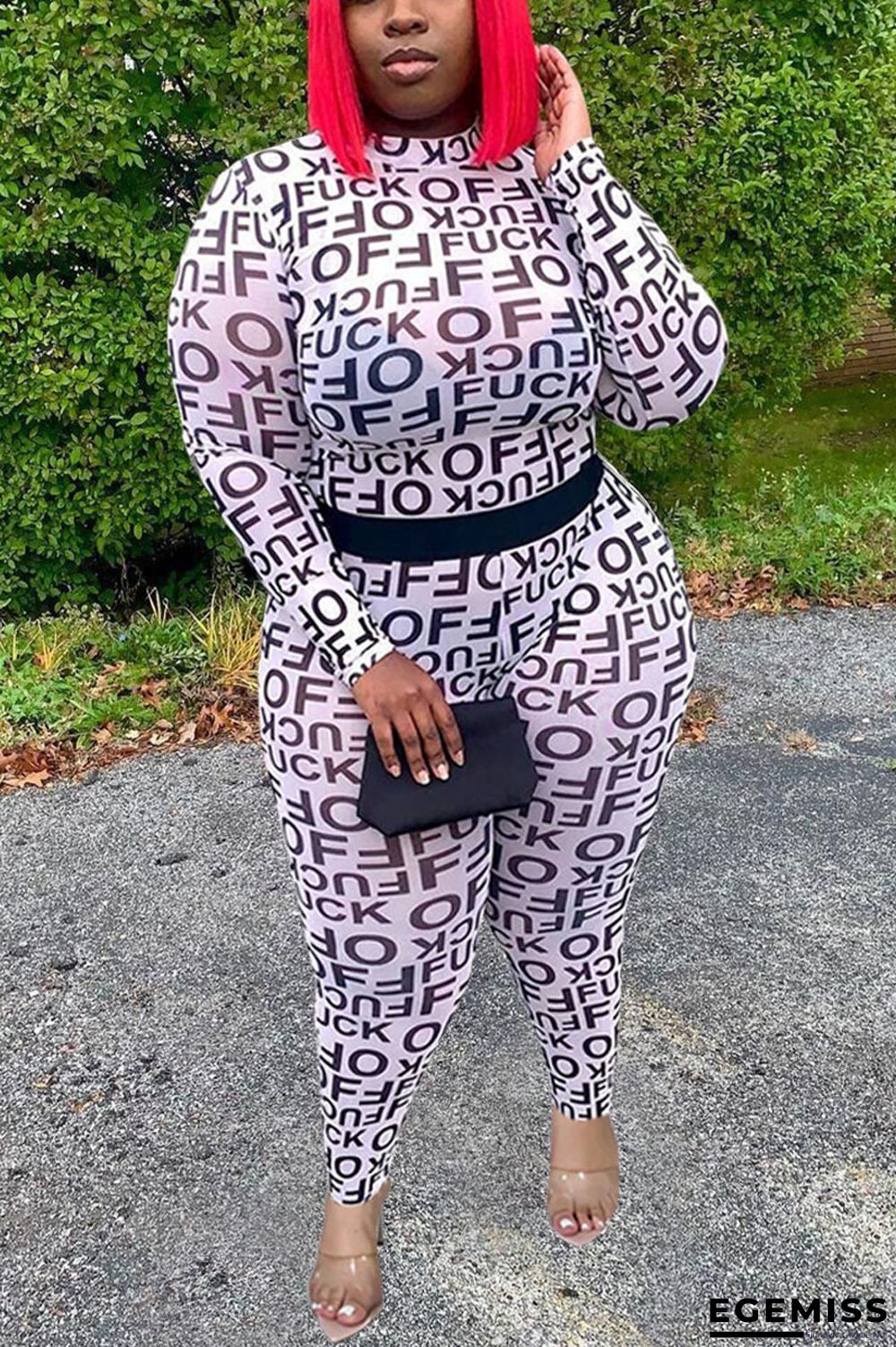 White Street Print Turtleneck Long Sleeve Two Pieces | EGEMISS