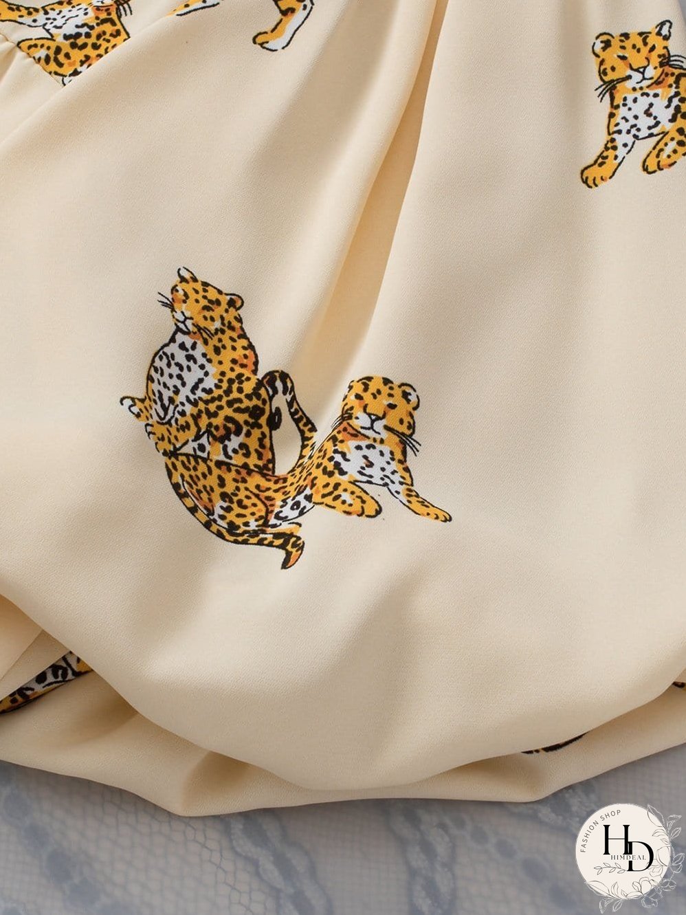 Tempting Printed Lapel Single-Breasted Long-Sleeved Blouse