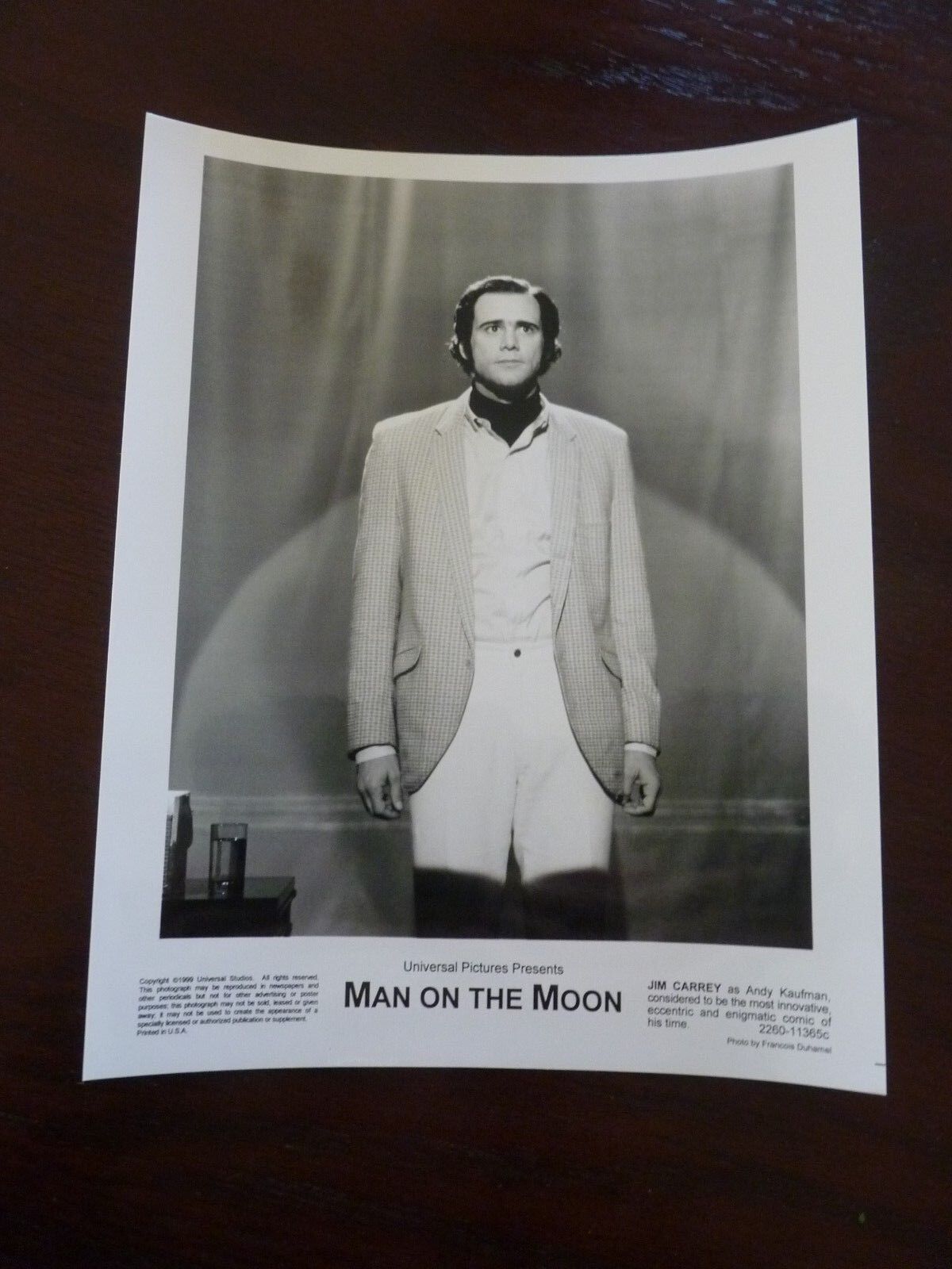 Jim Carrey Man on the Moon Movie 8x10 B&W Promo Photo Poster painting