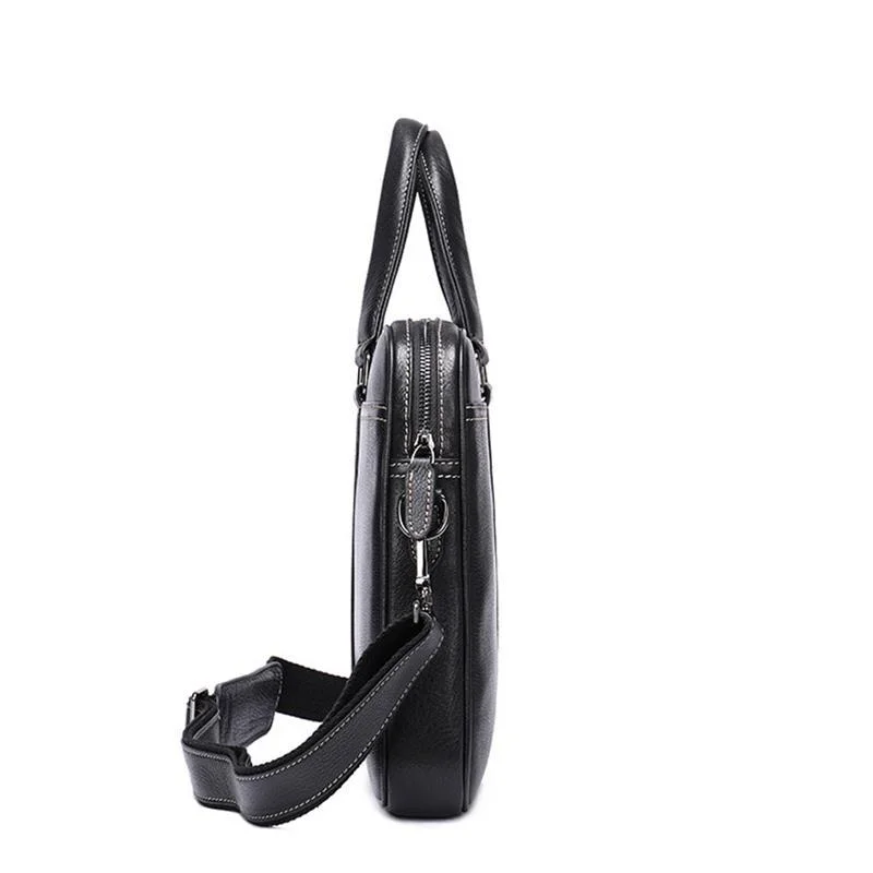 Business Leather Durable Handy Lightweight Briefcase Handbag With Large Capacity