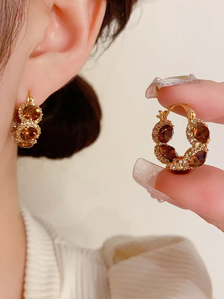 Geometric Rhine Stones Earrings Accessories