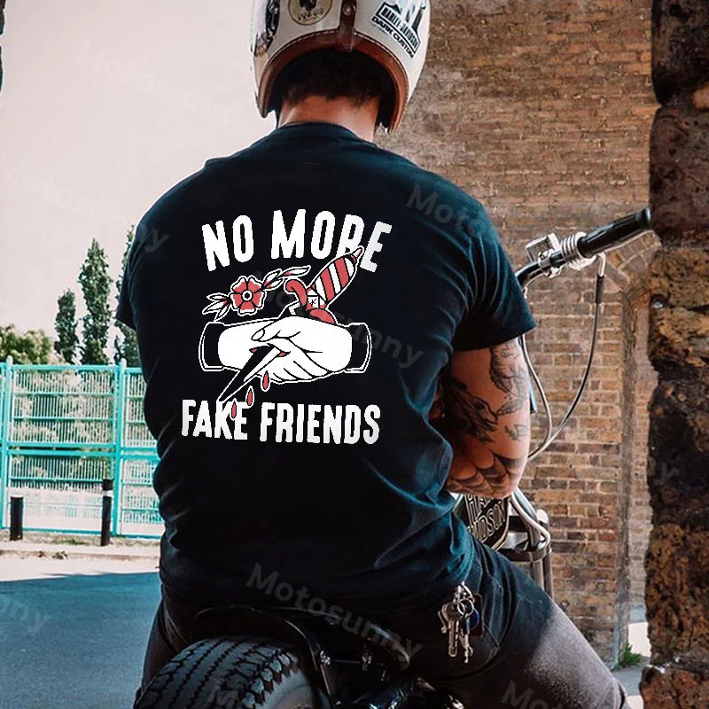 NO MORE FAKE FRIENDS Graphic Black Print T-shirt