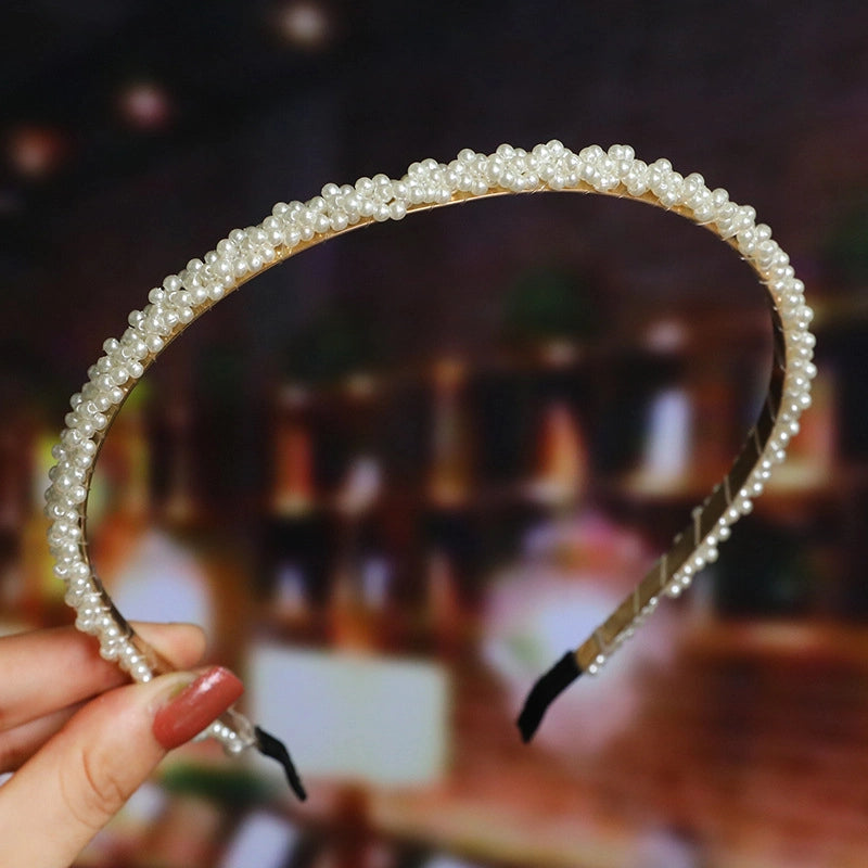 Women’s Fashion Waves Alloy Inlay Artificial Pearls Headwear