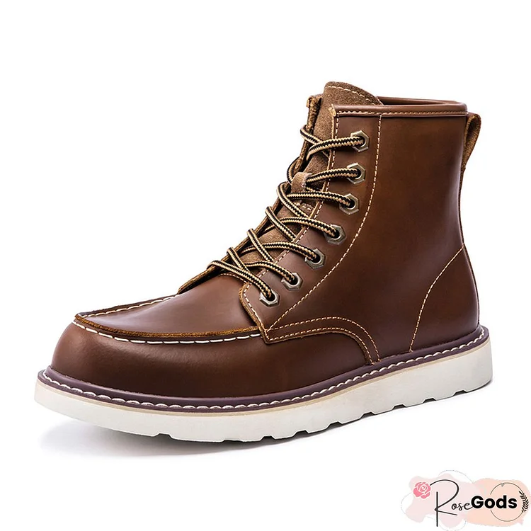 Red Tool Vintage Boots Genuine Leather Winter Men's Motorcycle Travel Outdoor Boots