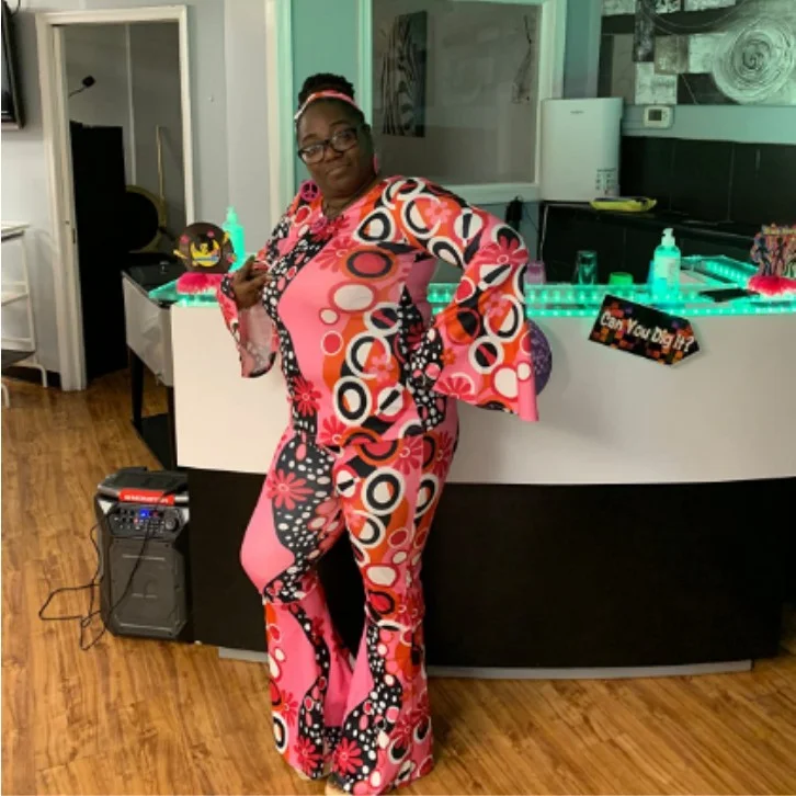 Athvotar Athvotar Halloween Women's Print Tops T Hongha Horn Pants Set + Headscarf