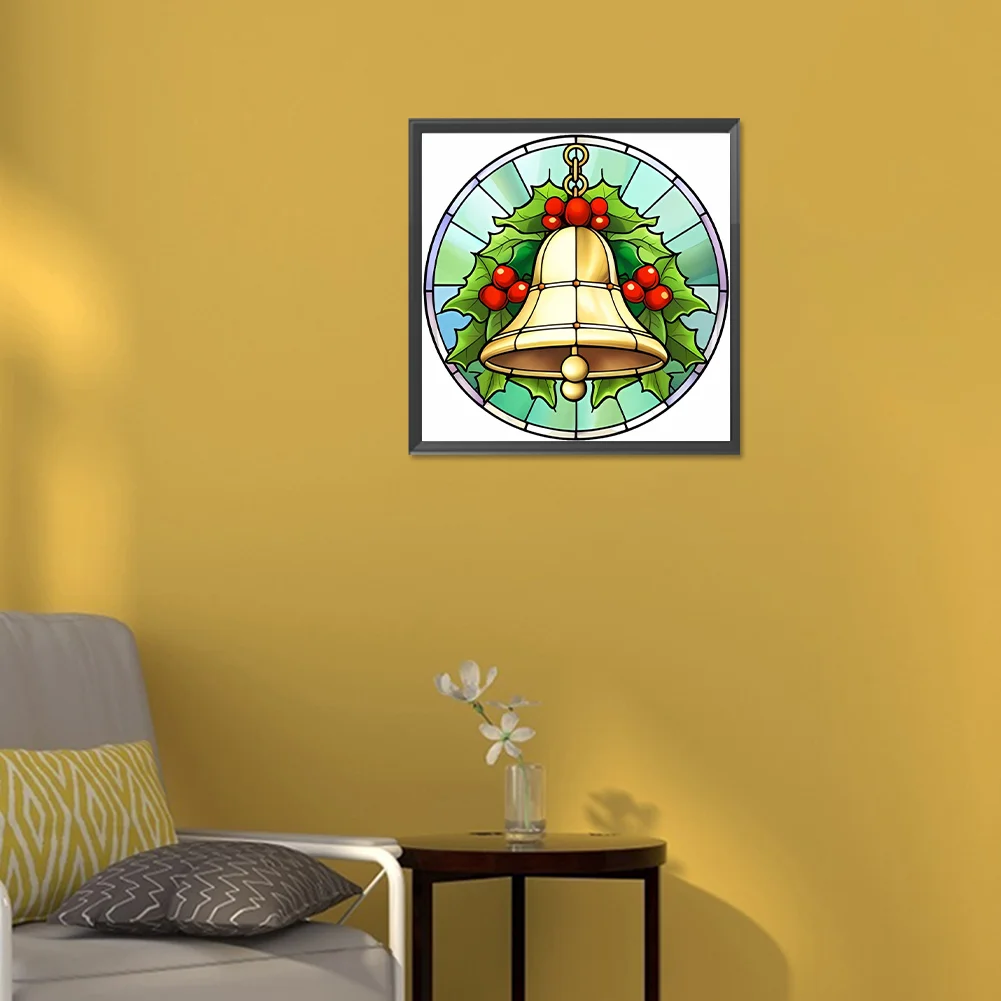 Diamond Painting - Full Round Drill - Stained Glass Xmas Bell(Canvas|30*30cm)