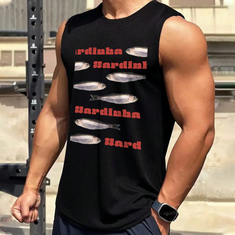 Unisex Casual Sardines Art Print Gym Tank Top