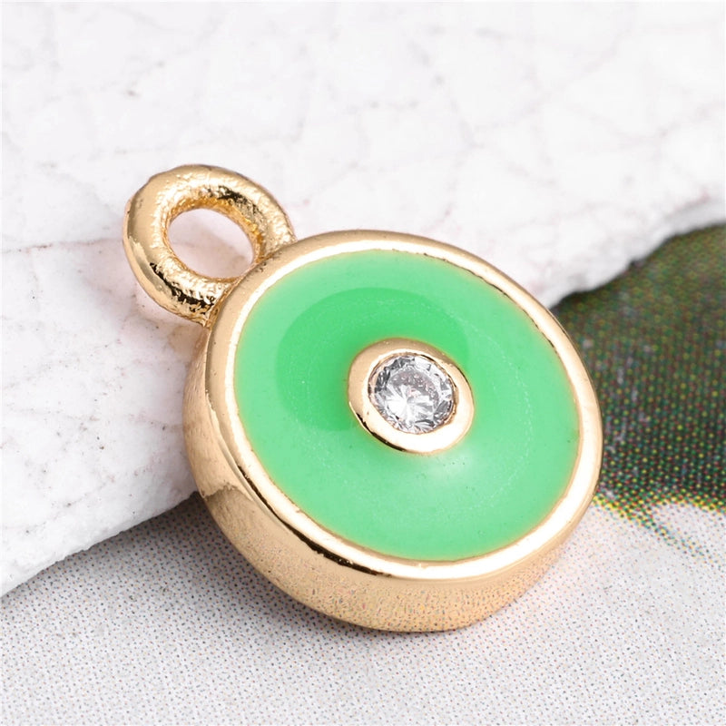 1 Piece Copper Zircon Four Leaf Clover Round Heart Shape Pendant Jewelry Accessories