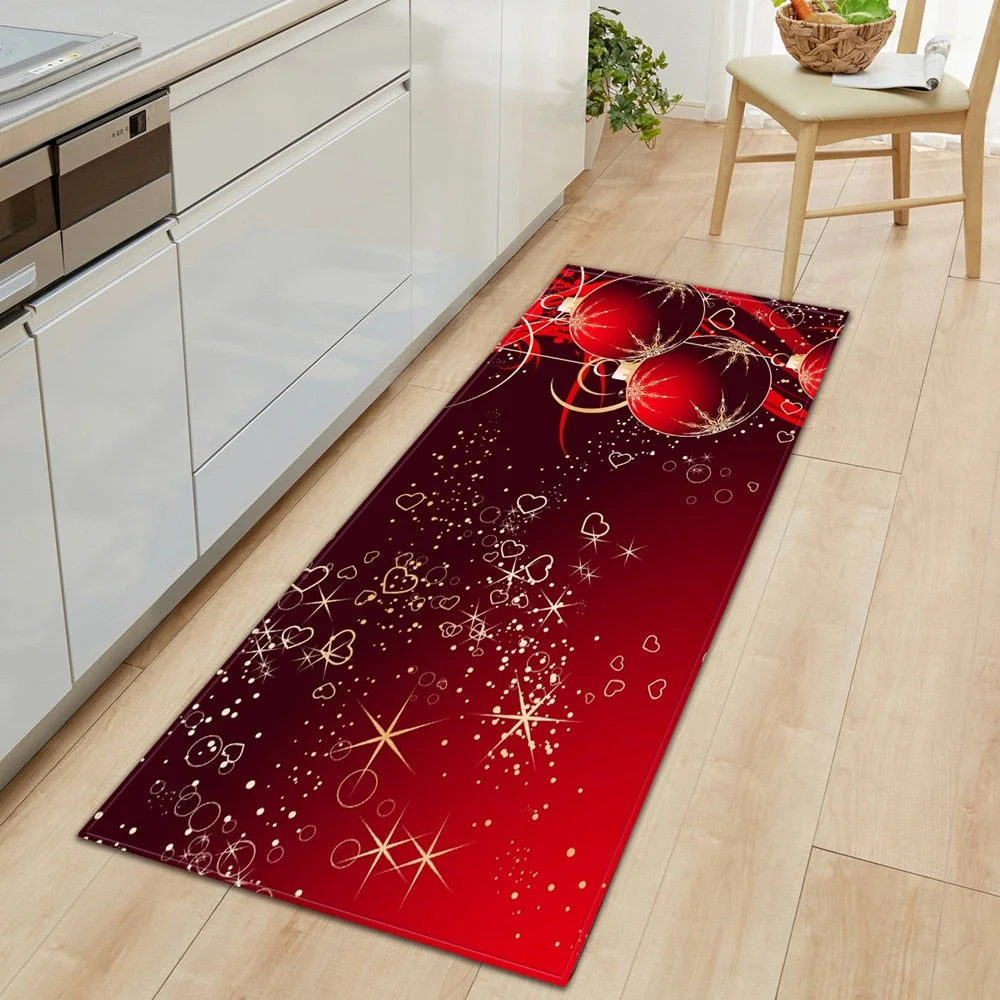 Merry Christmas Entrance Doormat Kitchen Carpet Anti-slip Bedroom  Decoration Rug Home Floor Mat Hallway Balcony Bathroom Rugs