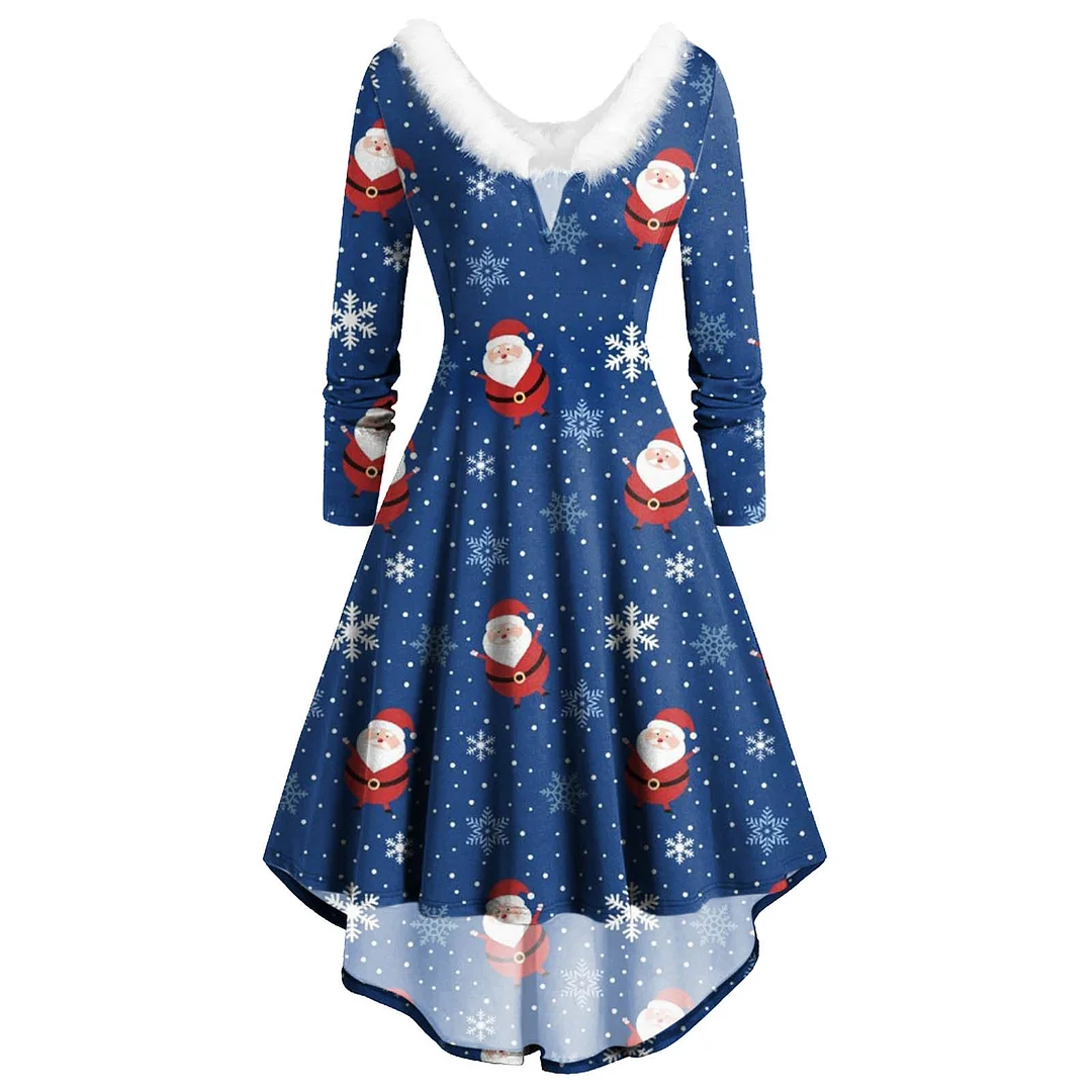 Christmas V-neck Irregular Dress