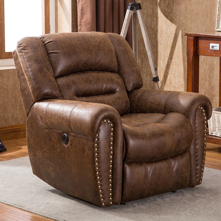 Bestier Leather Recliner Chair, Classic and Traditional Manual Recliner Chair with Comfortable Arms and Back Single Sofa for Living Room,Brown
