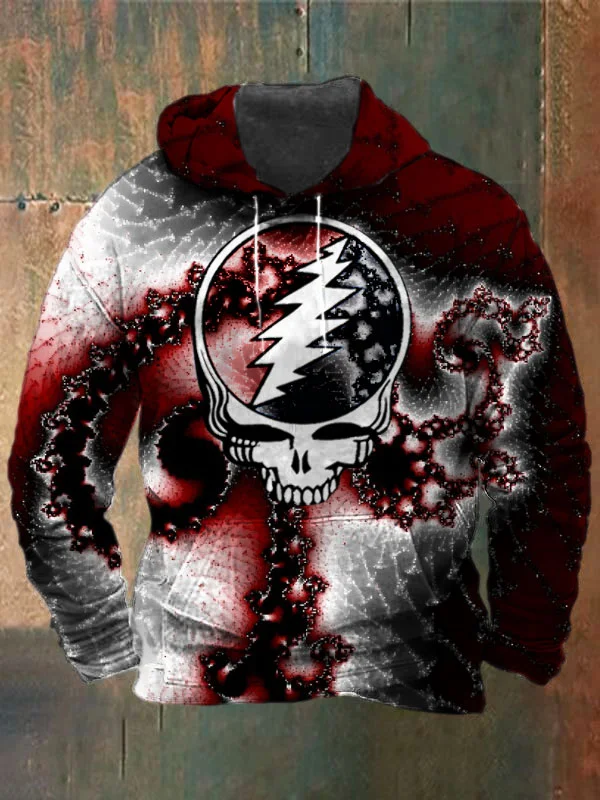 Unisex Fractals Skull Print Heavyweight Hoodies