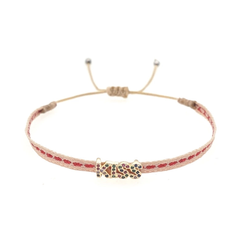 1 Piece Fashion Letter Devil’s Eye Copper Knitting Inlay Zircon Bracelets