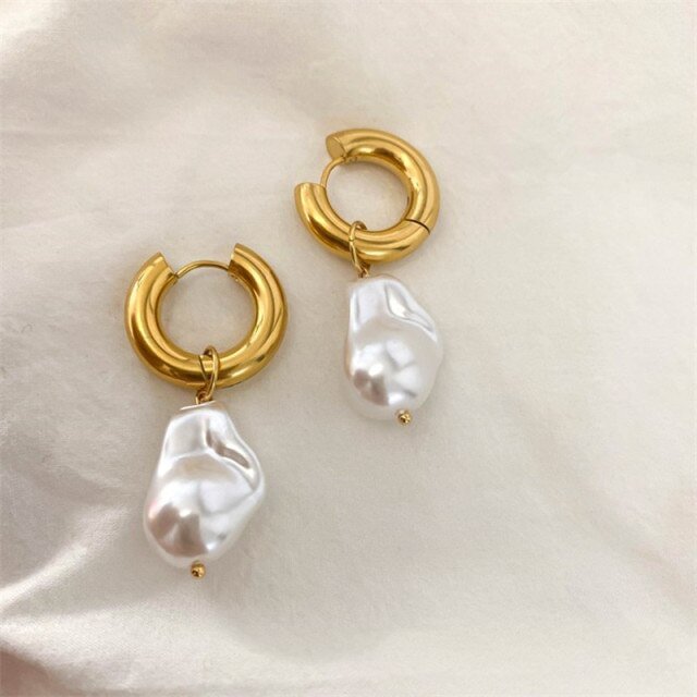 YOY-kshmir Design  retro Baroque pearl ring earrings