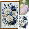 (US Only)Full Embroidery cotton Thread 11CT Printed Flower Cross Stitch Kit 40x60cm