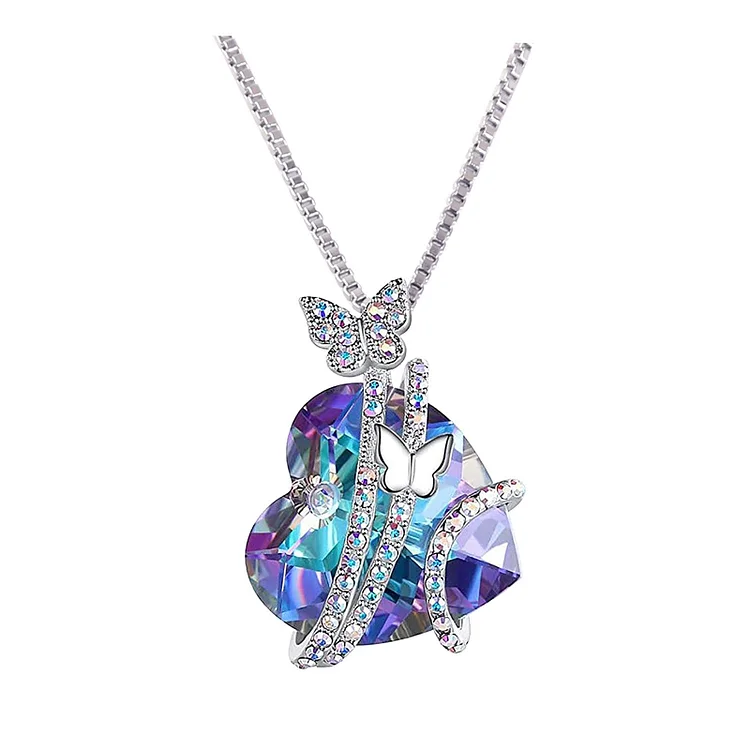 FREE Today: Heart With Butterfly Rhinestone Necklace 