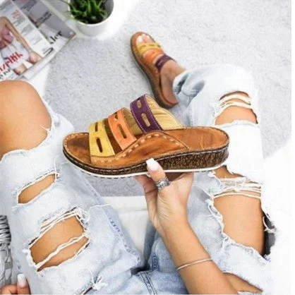 Women plus size clothing Women'Casual Cutout PU Sandals-Nordswear
