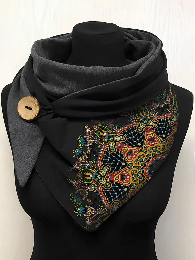 Casual Ethnic Pattern Totem Print Triangle Scarf Autumn Winter Warm Scarf