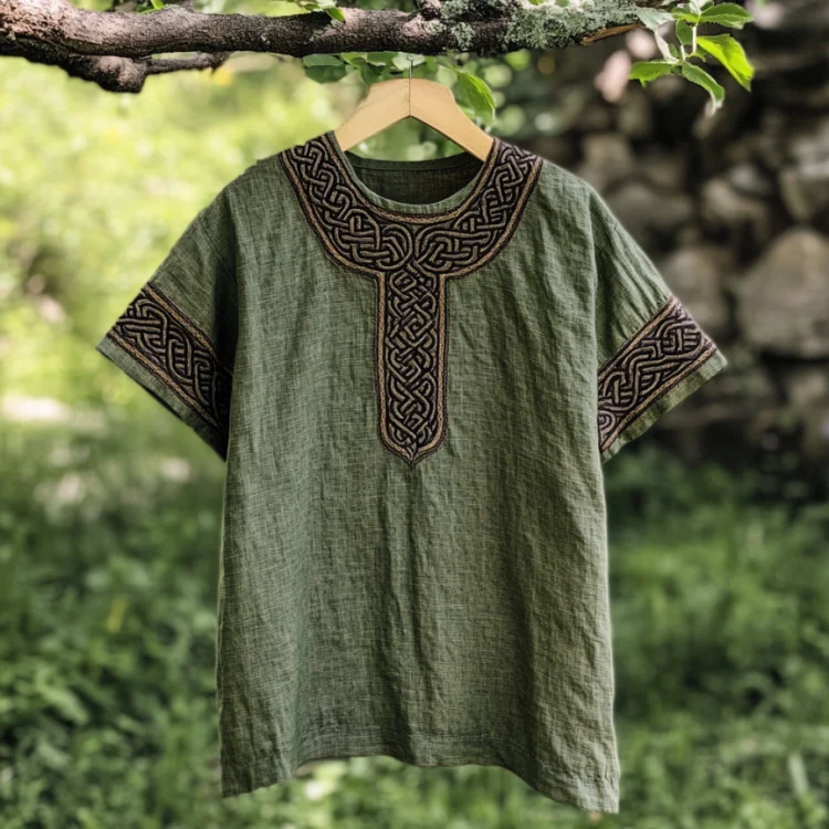 Men's Viking Celtic Knot Art Linen T-shirt