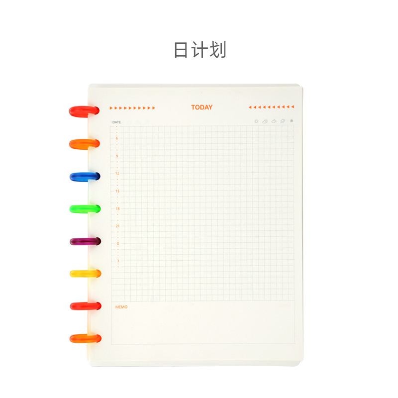Formthenon Color Disc Rings Binder Notebook Date Diary Weekly Monthy Plan Schedule Book Mushroom Hole Planner School Stationery