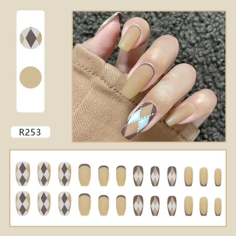 24pcs 4 Fire Patterns Design Cool Girls Hand Decorative False Nails with Glue Full Cover Detachable false nails with designs-Nail Inspo