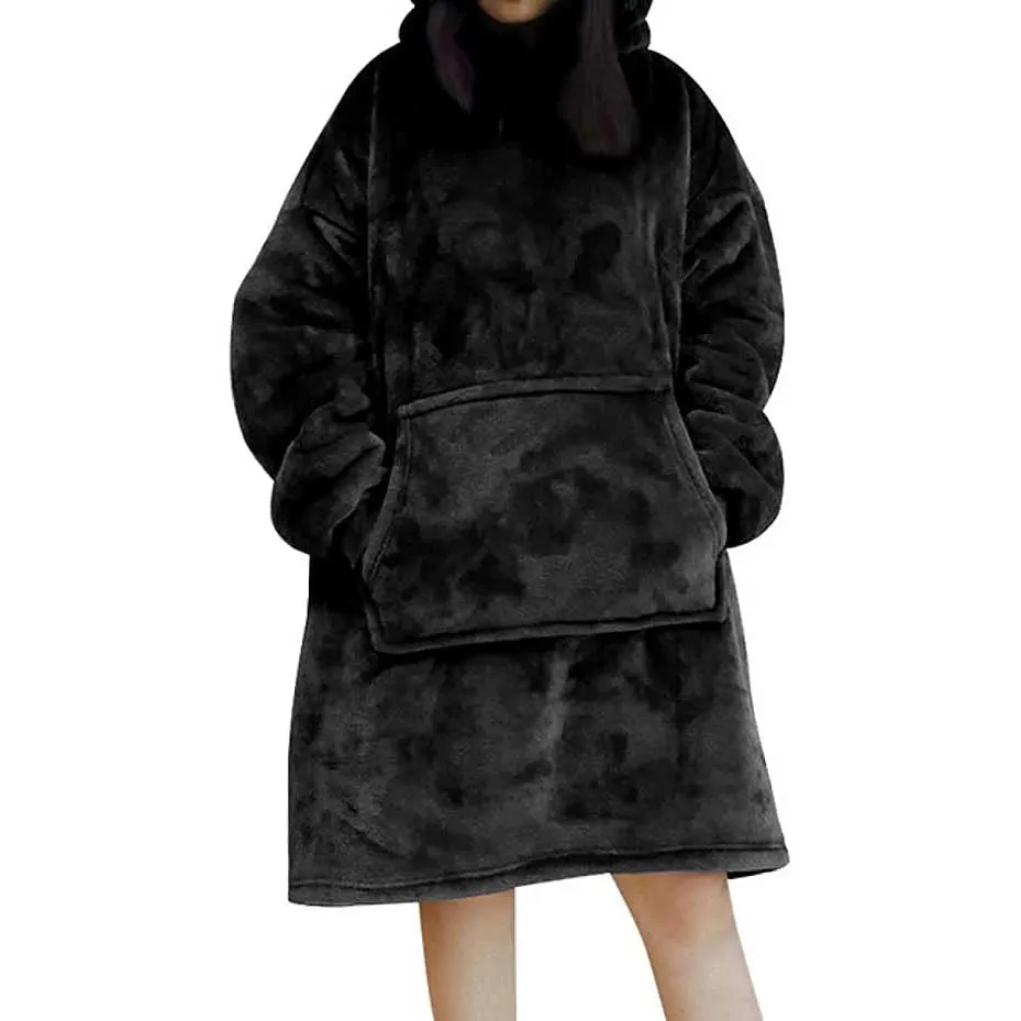 Oversized Hoodie Blanket with Sleeves Men Women Sweatshirt Winter Fleece Streetwear Sherpa Giant Hoodies sudaderas con capucha