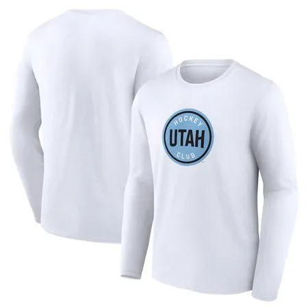 Men's Utah Mammoth White Draft Logo Long Sleeve T-Shirt