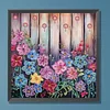 >SALE<5D DIY Partial Special Shaped Drill Diamond Painting Flowers in The Fence30x30cm