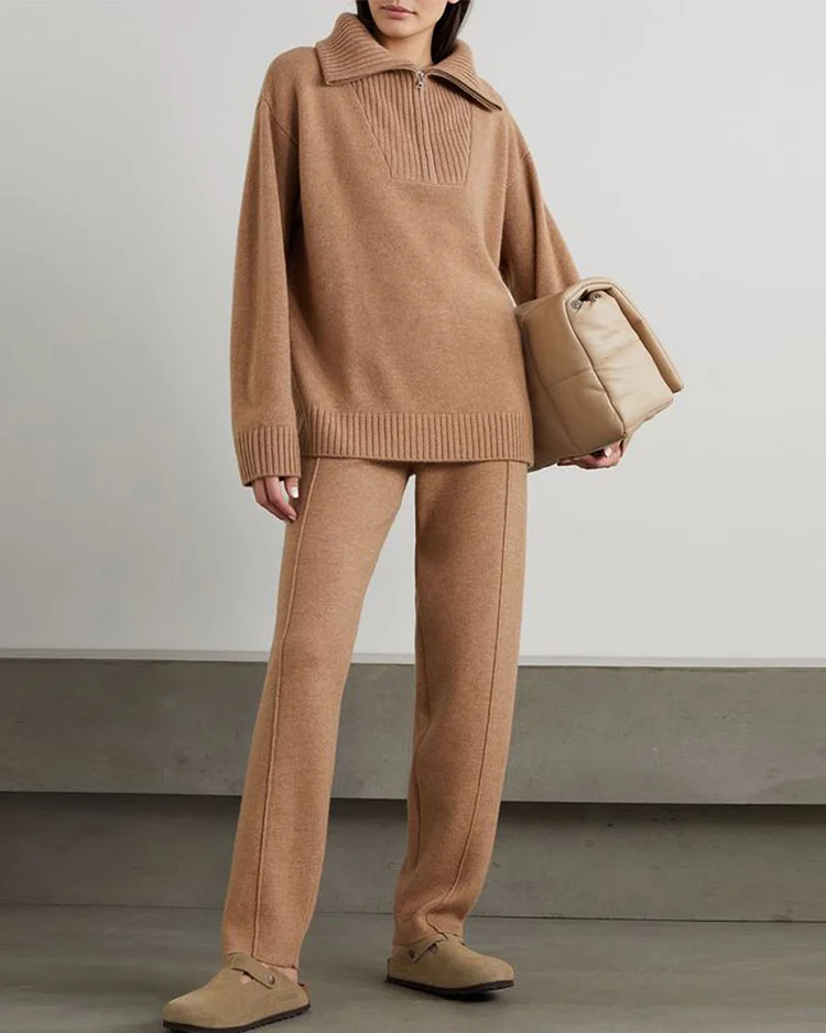 Cashmere Sweater And Pants Knitted Two-Piece Set