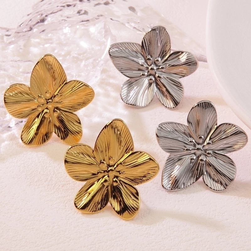 1 Pair Exaggerated Pastoral Streetwear Flower 304 Stainless Steel Imitation Gold  Ear Studs