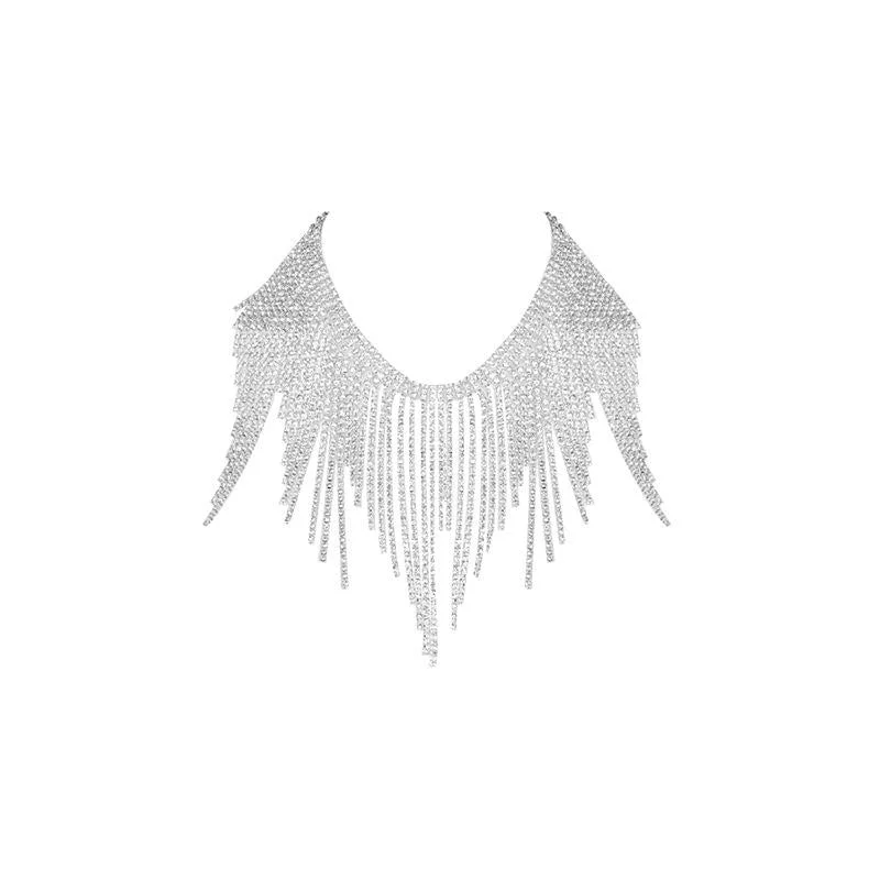 Glittering tassel choker necklace
