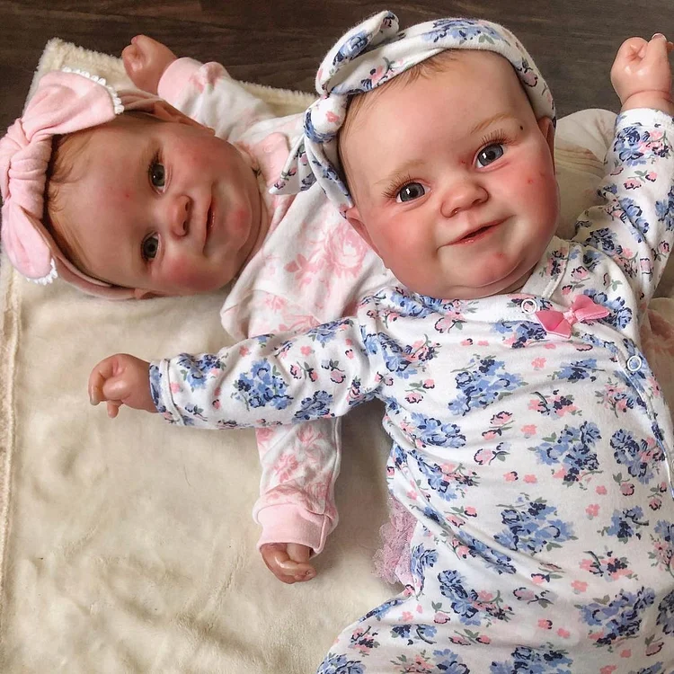  [Newly Reborns]20" Cute Lifelike Handmade Silicone Smile Reborn Twin Sisters Baby Doll Set,Creative Gift - Reborndollsshop®-Reborndollsshop®