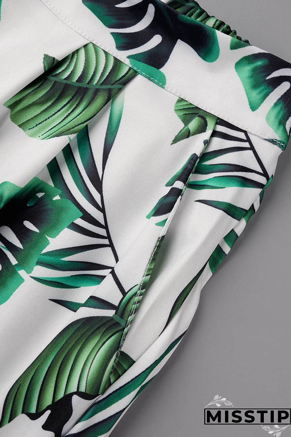 Green Casual Print Patchwork Turndown Collar Long Sleeve Two Pieces