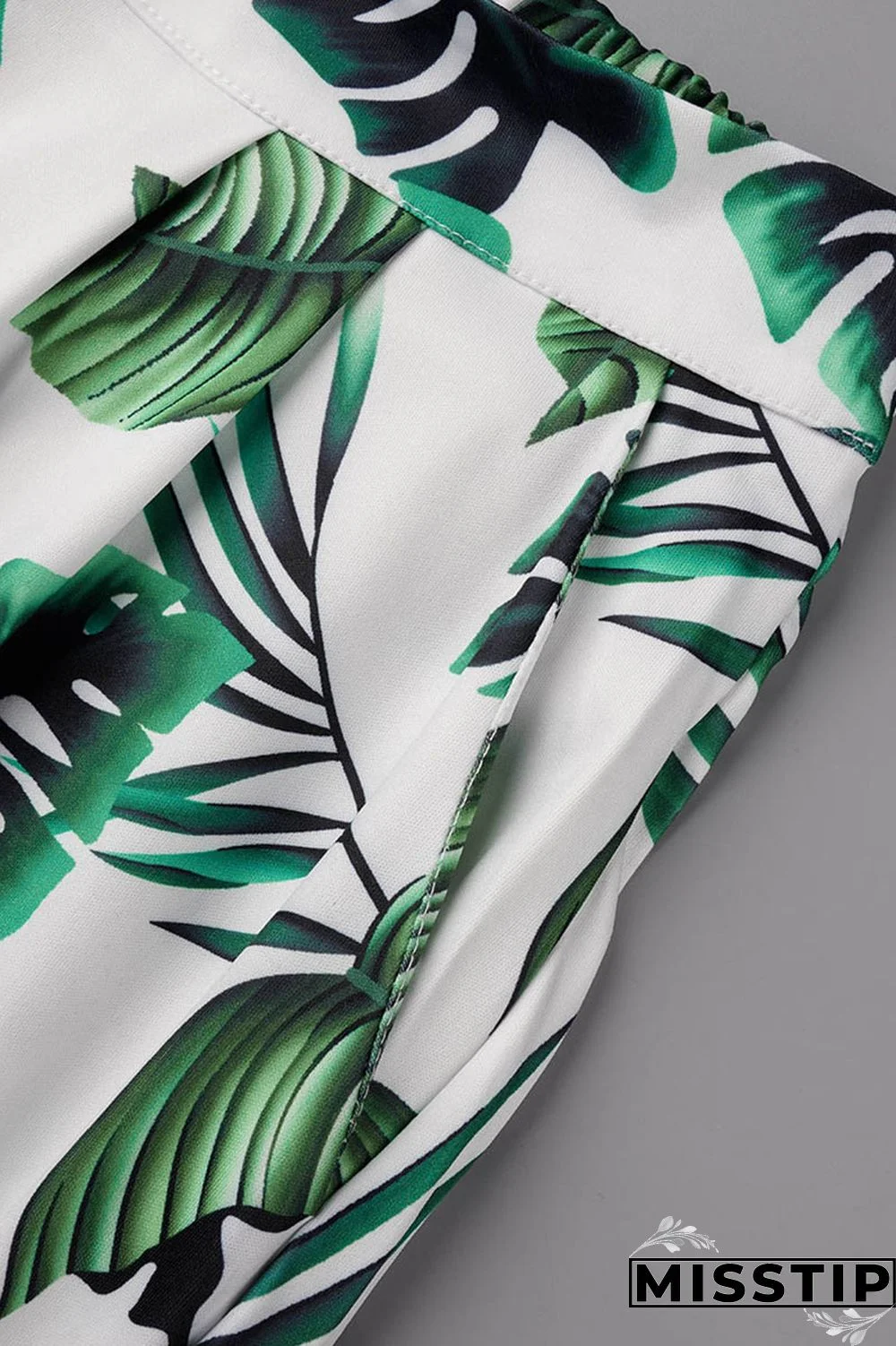 Green Casual Print Patchwork Turndown Collar Long Sleeve Two Pieces