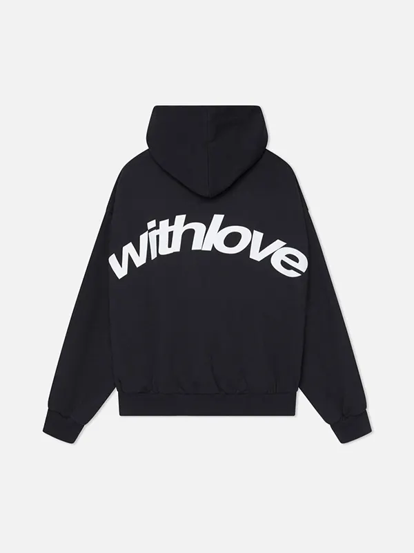 Lettering print loose hoodie